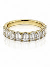 9ct yellow gold eternity band with 2.03ct emerald cut lab grown diamonds in four-prong setting