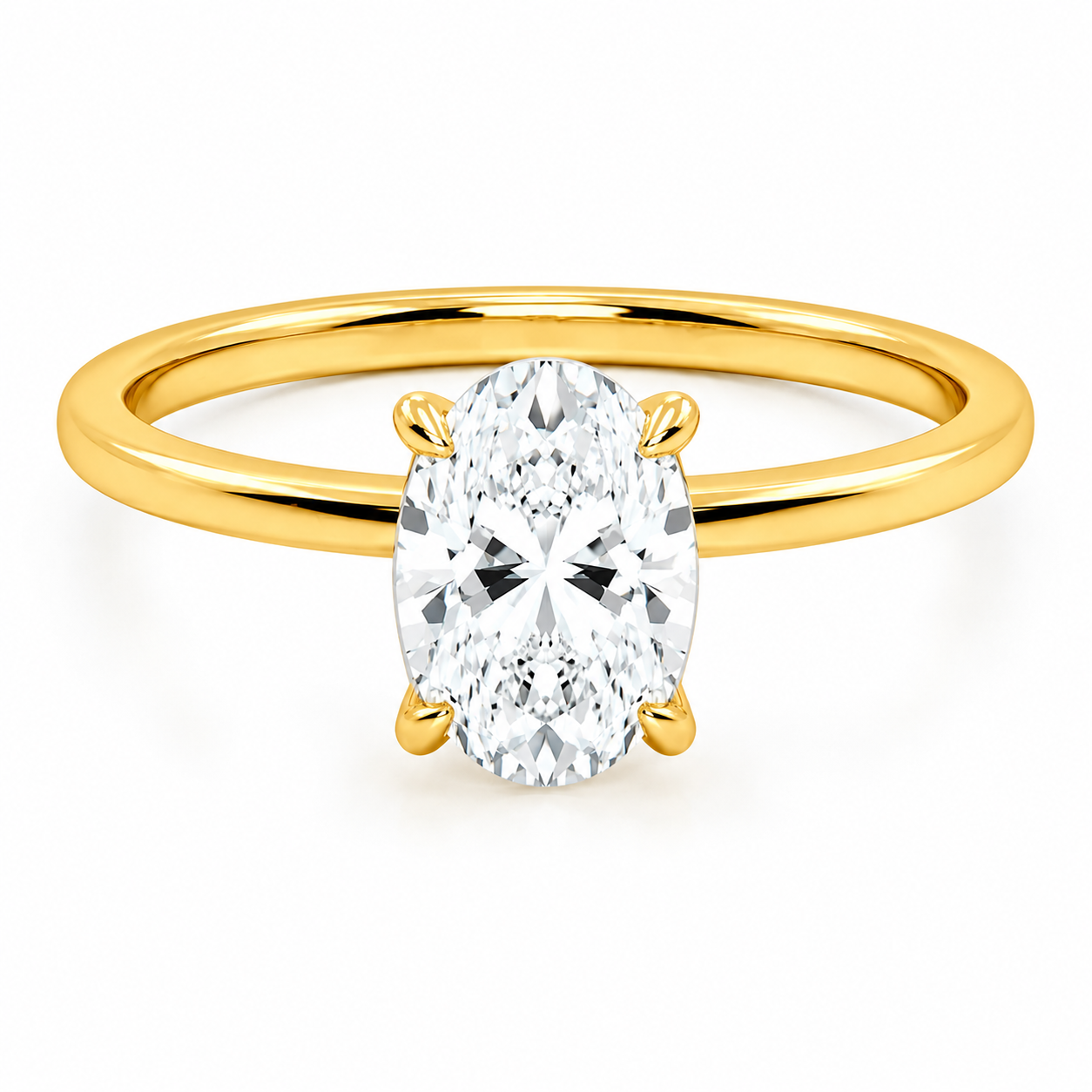 9ct Yellow Gold 1.00ct Oval Lab Grown Diamond Solitaire Engagement Ring (LR7) - Cassim & Co South Africa