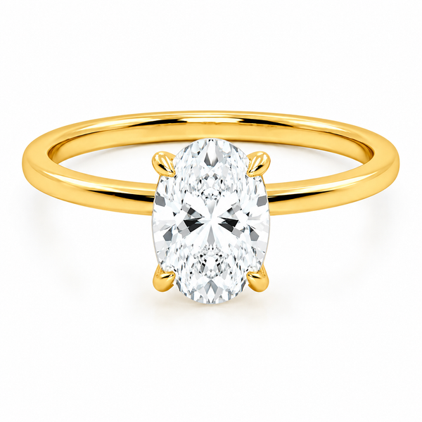 9ct Yellow Gold 1.00ct Oval Lab Grown Diamond Solitaire Engagement Ring (LR7) - Cassim & Co South Africa