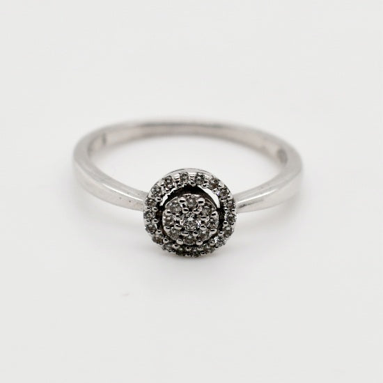 9ct White Gold Round Halo Diamond Ring