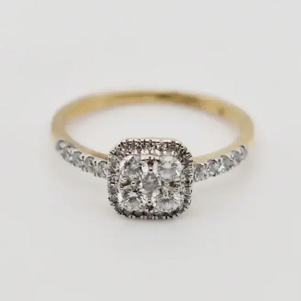9ct Yellow Gold Cushion Cut Diamond Ring 1101959