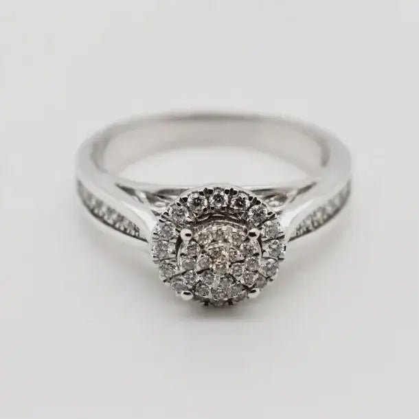 9ct White Gold Cluster Diamond Engagement Ring 1102008