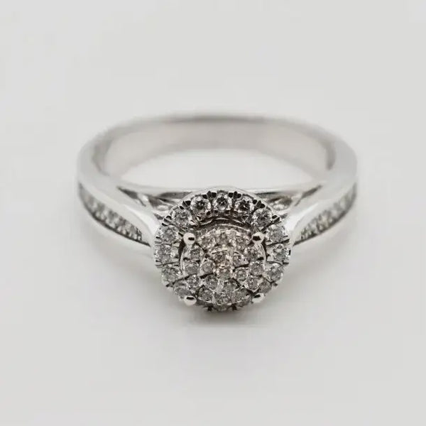 9ct White Gold Cluster Diamond Engagement Ring 1102008