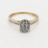 9ct yellow gold diamond cluster engagement ring with round brilliant diamonds in white gold setting