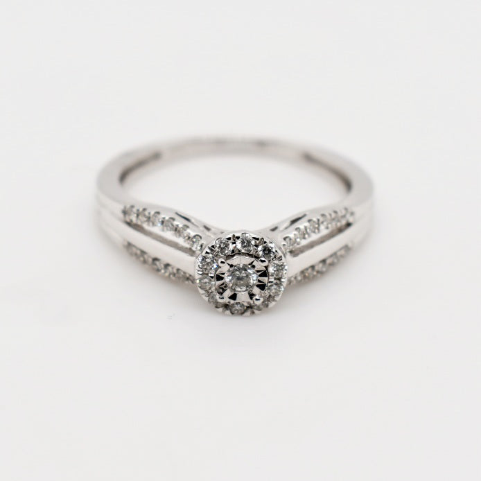 9ct White Gold Cluster Diamond Engagement Ring