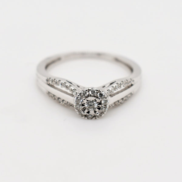 9ct White Gold Cluster Diamond Engagement Ring
