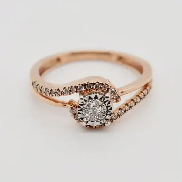 9ct Rose Gold Cluster Diamond Engagement Ring 1102045