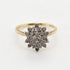 9ct yellow gold diamond flower cluster ring with round brilliant diamonds in floral setting
