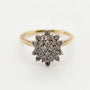 9ct yellow gold diamond flower cluster ring with round brilliant diamonds in floral setting