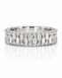 9ct white gold dress ring with wide two-row band of baguette and round diamonds
