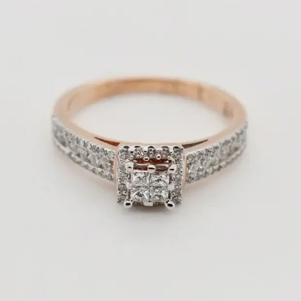 9ct Rose Gold Cluster Diamond Engagement Ring 1102074