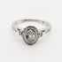 9ct white gold oval baguette diamond halo engagement ring with pavé shoulders by Cassim and Co Johannesburg