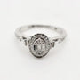 9ct white gold oval baguette diamond halo engagement ring with pavé shoulders by Cassim and Co Johannesburg