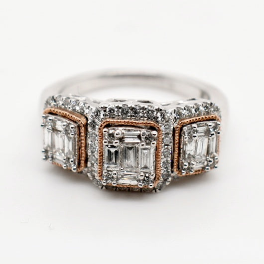 9ct Two Tone Baguette Diamond Ring