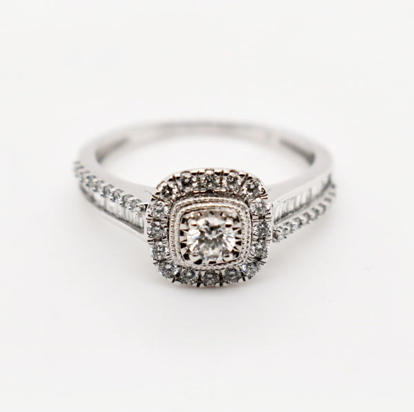 9ct White Gold Cluster Diamond Engagement Ring