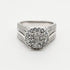 9ct white gold diamond cluster halo engagement ring with pavé shoulders by Cassim & Co Johannesburg
