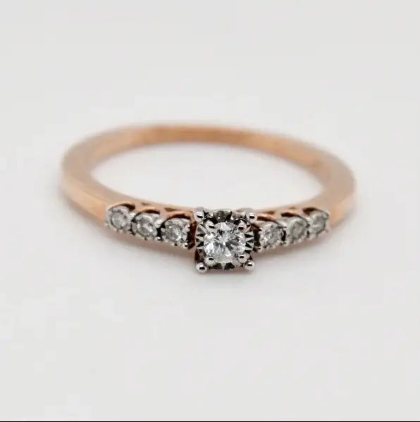 9ct rose gold diamond solitaire engagement ring with pavé shoulders by Cassim & Co Johannesburg