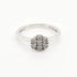 9ct white gold diamond flower cluster ring on white background showing brilliant cut diamonds in floral setting