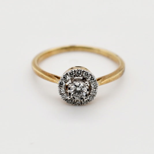 9ct Yellow Gold Round Cluster Diamond Engagement Ring