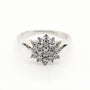 9ct white gold flower cluster diamond ring with brilliant-cut diamonds in floral setting