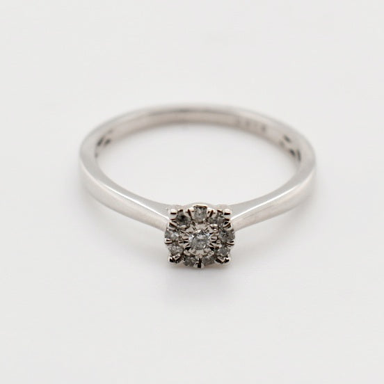 9ct White Gold 4 Claw Solitaire Diamond Ring