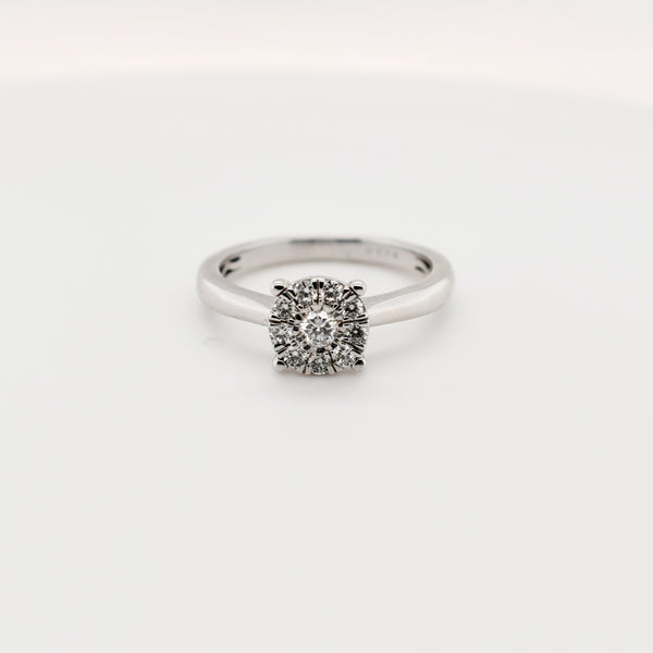 9ct White Gold Round Cluster Diamond Engagement Ring