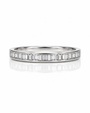 9ct white gold half eternity ring with channel-set baguette diamonds and polished band