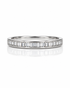 9ct white gold half eternity ring with channel-set baguette diamonds and polished band