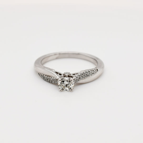 9ct White Gold Round Diamond Engagement Ring