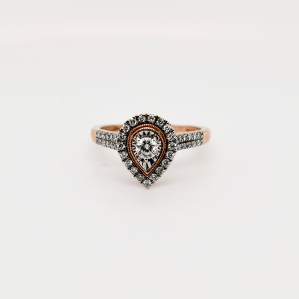 9ct Rose Gold Pear Cluster Diamond Engagement Ring