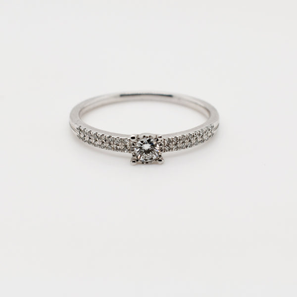 9ct White Gold 4 Claw Diamond Engagement Ring