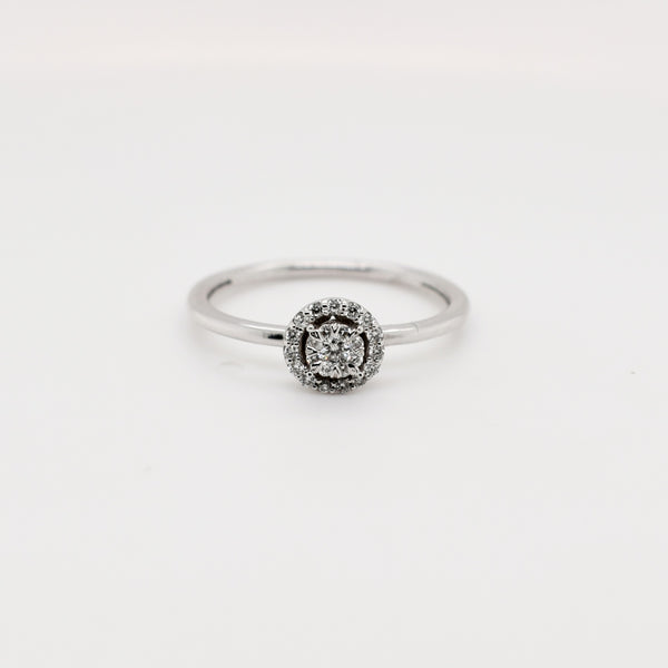 9ct White Gold Round Cluster Diamond Engagement Ring
