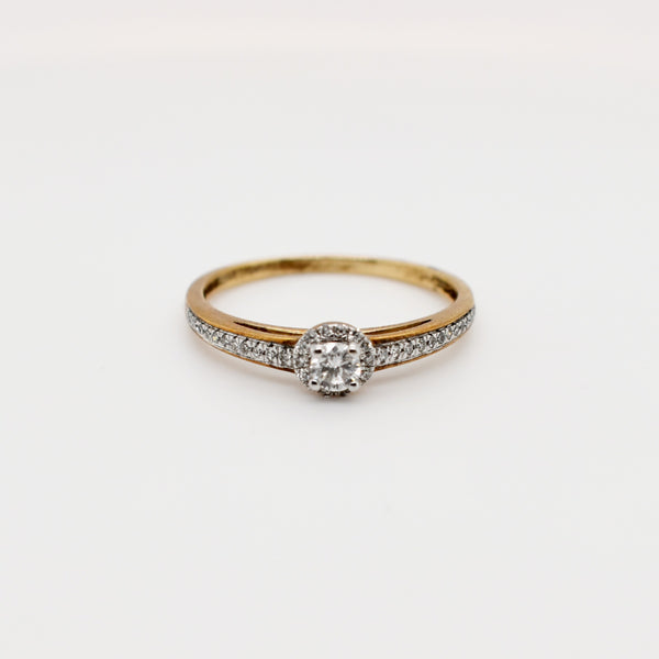 9ct Yellow Gold Round Cluster Diamond Engagement Ring