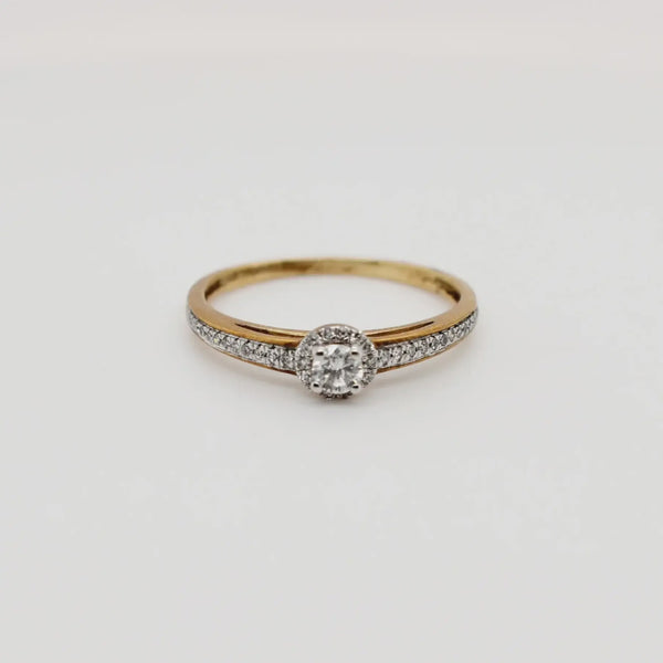 9ct Yellow Gold Round Cluster Diamond Engagement Ring 1102295