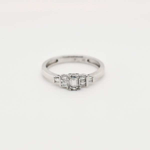 9ct White Gold Baguette Diamond Engagement Ring