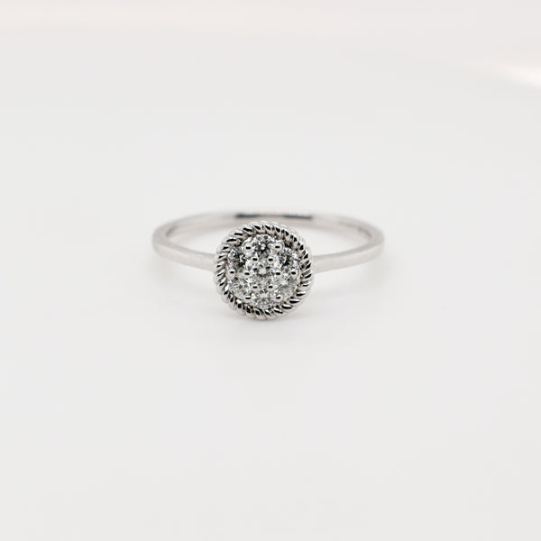 9ct White Gold Round Cluster Diamond Engagement Ring