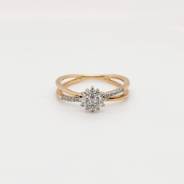 9ct Rose Gold Floral Diamond Engagement Ring