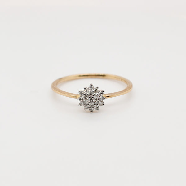 9ct Rose Gold Flower Cluster Diamond Engagement Ring