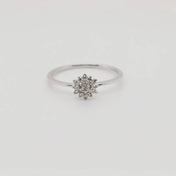 9ct White Gold Flower Cluster Diamond Engagement Ring 1102305