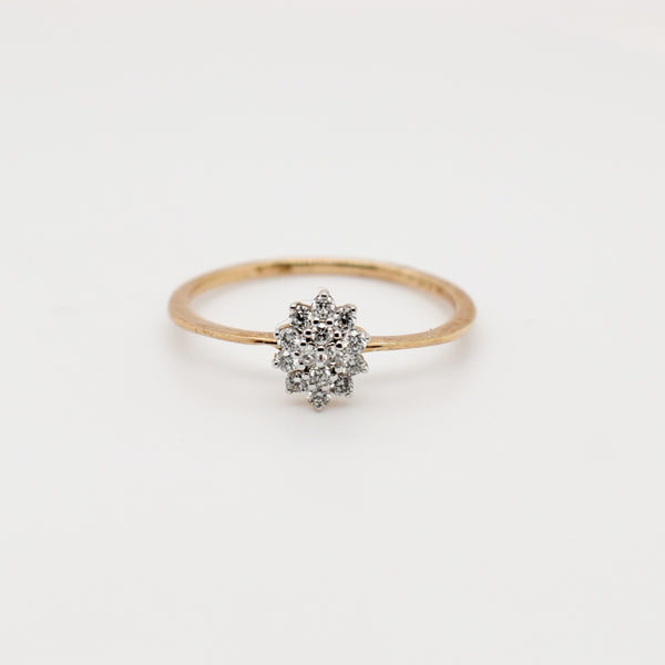 9ct Rose Gold Flower Cluster Diamond Engagement Ring