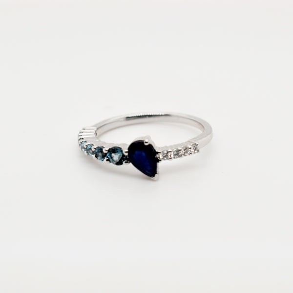 9ct White Gold Pear Tanzanite Diamond Engagement Band