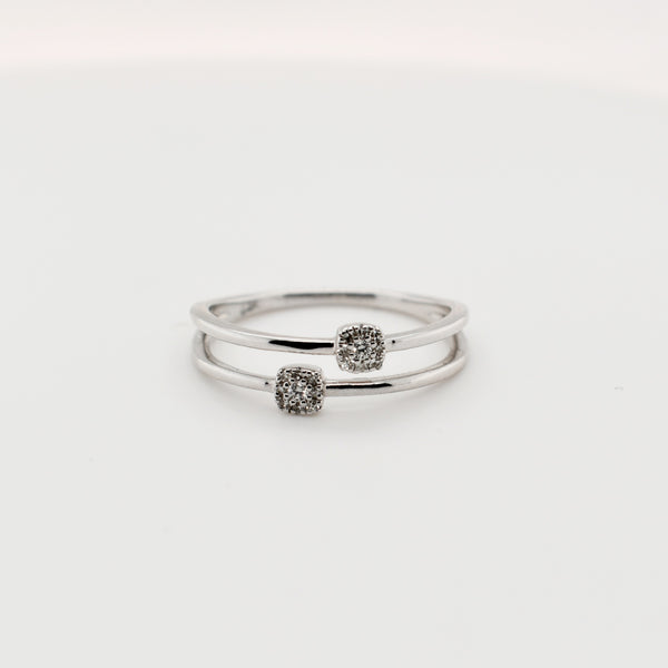 9ct White Gold Cushion Cluster Diamond Engagement Band