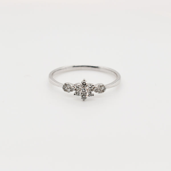 9ct White Gold Flower Cluster Diamond Engagement Ring
