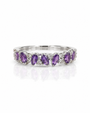 9ct White Gold half eternity ring with marquise amethysts and round diamonds