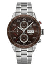 TAG Heuer Carrera CV2A12.BA0796 automatic chronograph with brown dial, stainless steel bracelet, and brown tachymetre bezel