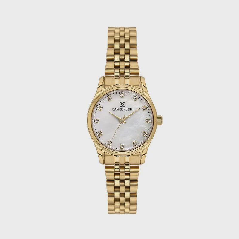 Daniel Klein DK.1.13914-3 women's quartz watch with mother-of-pearl dial and gold-tone stainless steel bracelet