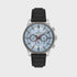 Daniel Klein Exclusive DK1.14006-3 chronograph watch with ice-blue dial, two-tone stainless steel case with gunmetal bezel, and black embossed rubber strap