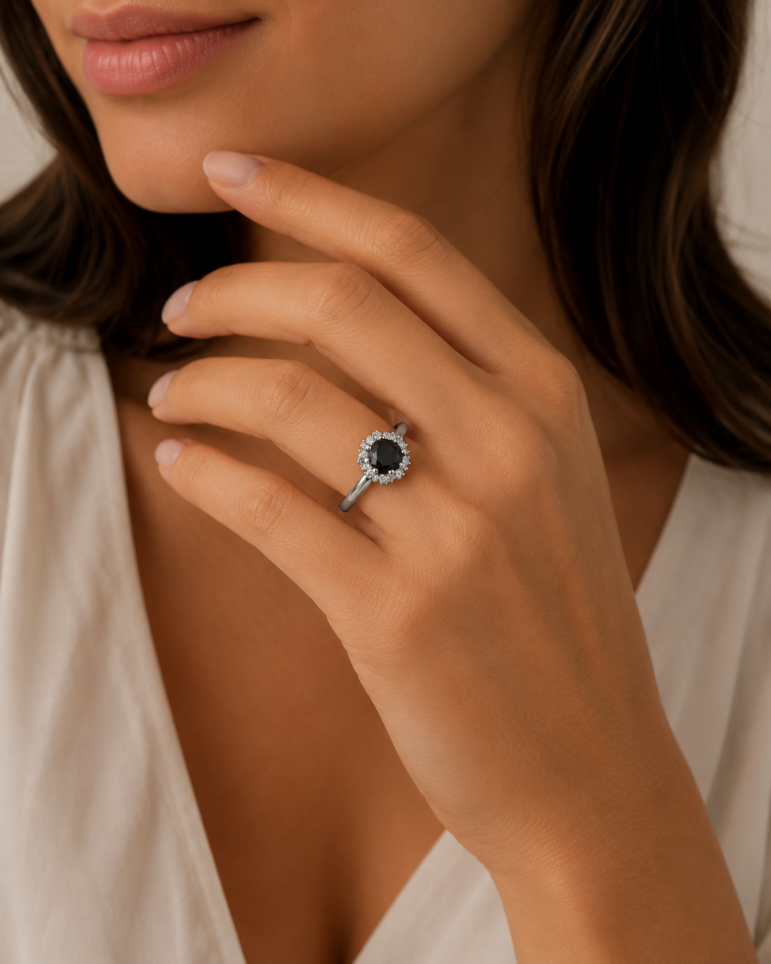 18k White Gold Black Diamond Engagement Ring 1102101 - Cassim & Co South Africa