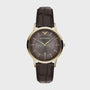 Emporio Armani AR11824 watch with brown sunray dial, gold-tone case and leather strap