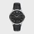 Emporio Armani Archetipo AR11826 black sunray dial watch with steel case and leather strap